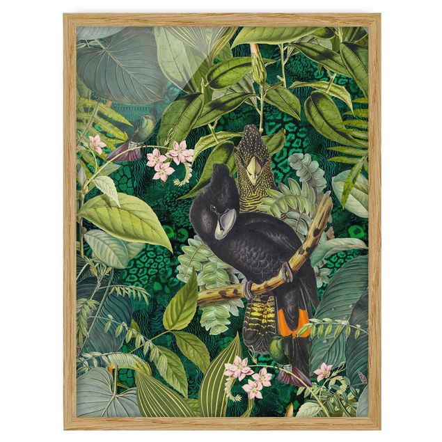 Tableaux fleurs Collage coloré - Cacatoès dans la jungle