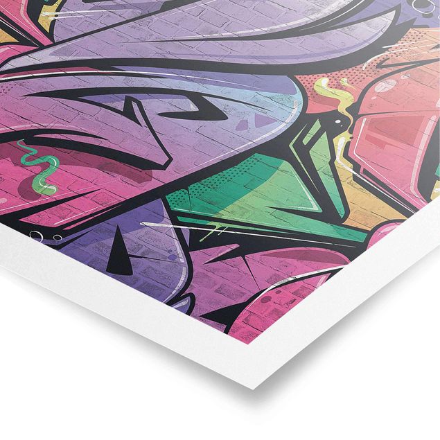 Tableaux muraux Colourful Graffiti Brick Wall