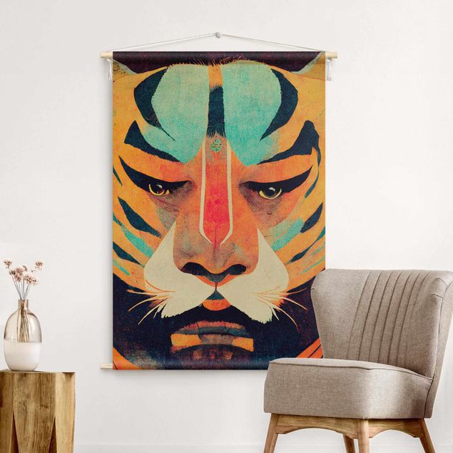 tenture murale xxl Colourful Tiger Illustration