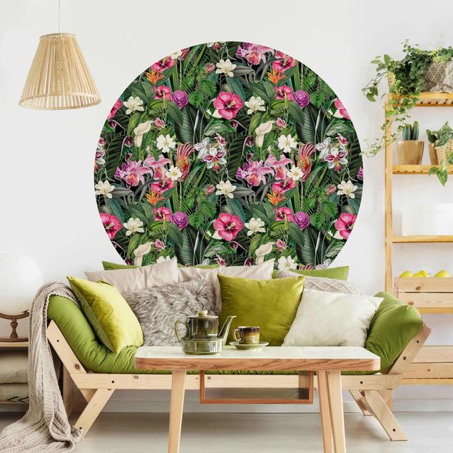 Décorations cuisine Collage de fleurs tropicales colorées