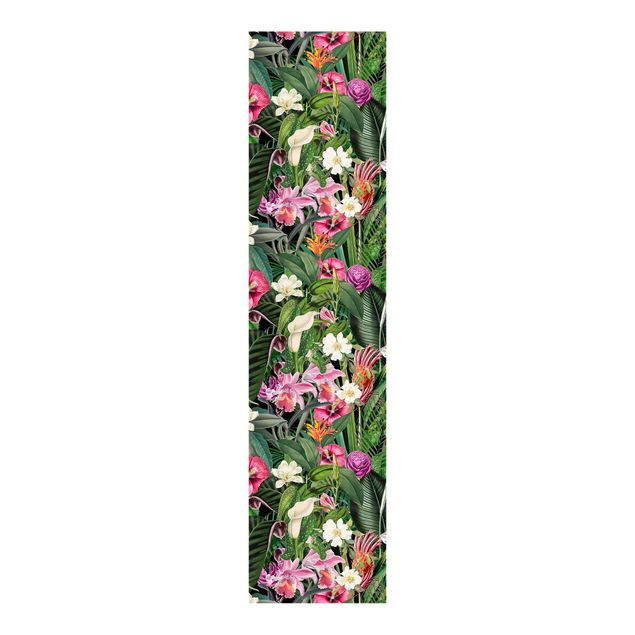 Panneaux coulissants avec fleurs Collage de fleurs tropicales colorées
