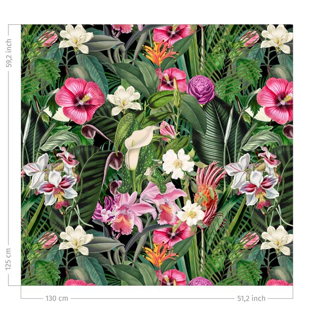 rideaux salon moderne Colourful Tropical Flowers Collage