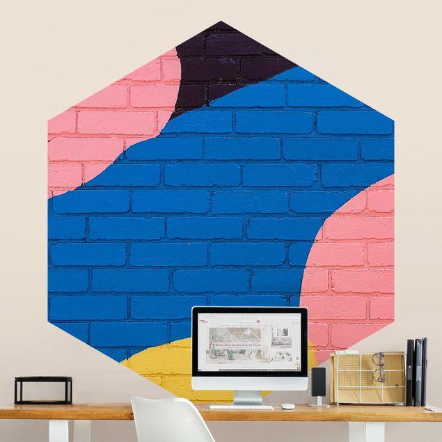Papiers peints modernes Colourful Brick Wall In Blue And Pink