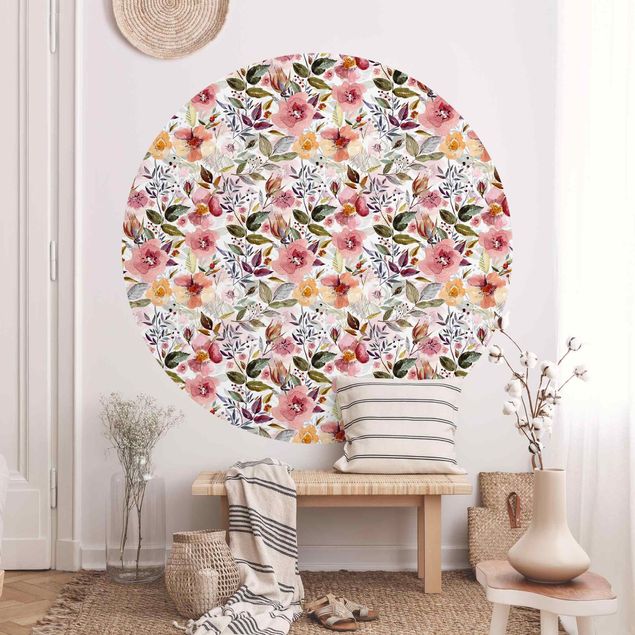 Déco mur cuisine Mélange de fleurs colorées à l'aquarelle