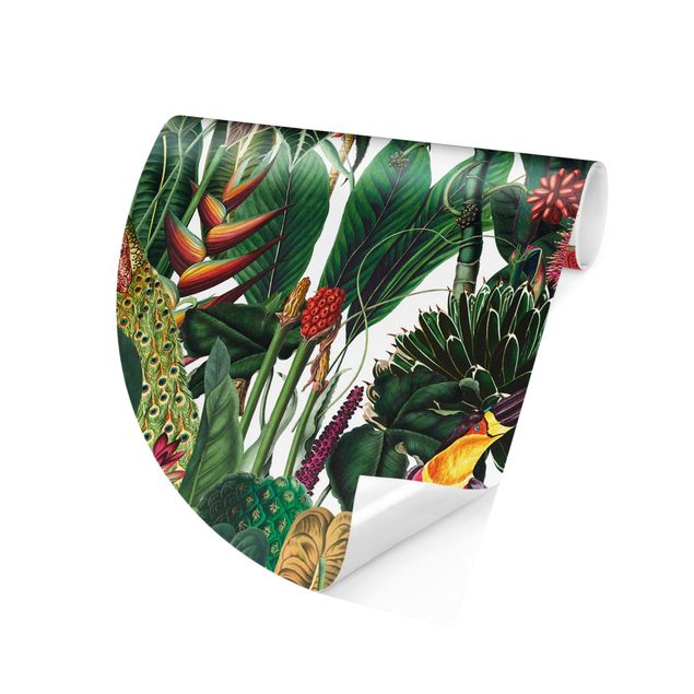 Papier peint moderne Motif coloré forêt tropicale humide