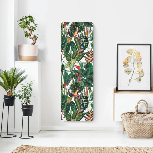 Porte-manteaux muraux avec dessins Motif coloré forêt tropicale humide