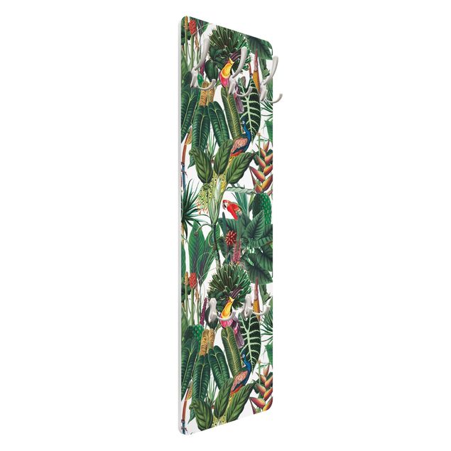 Porte-manteaux muraux verts Motif coloré forêt tropicale humide