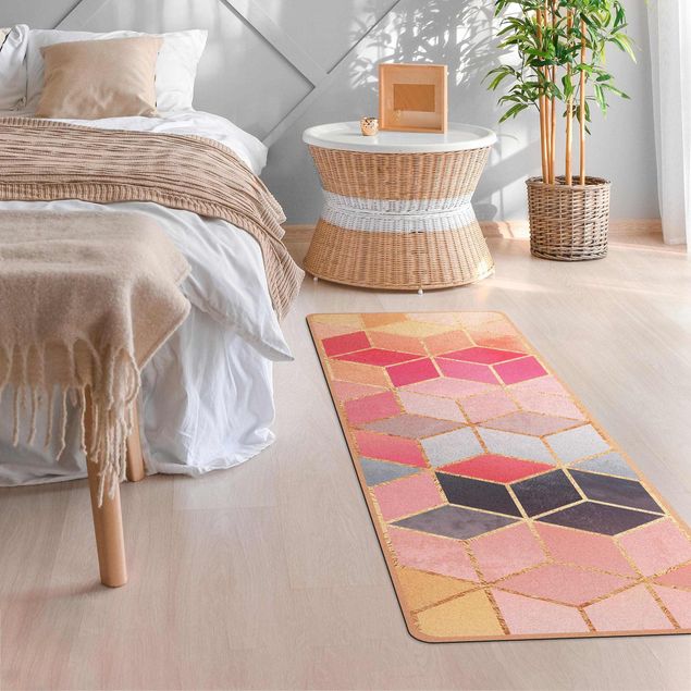 tapis abstrait Géométrie dorée pastel colorée