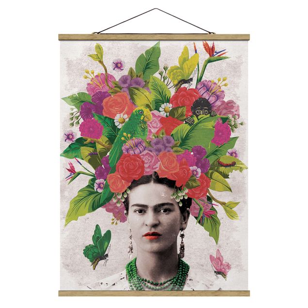Tableau portraits Frida Kahlo - Portrait de fleurs