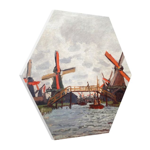 Tableau moderne Claude Monet - Moulins à vent à Westzijderveld près de Zaandam