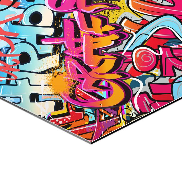 Hexagone en alu Dibond - Hip Hop Graffiti