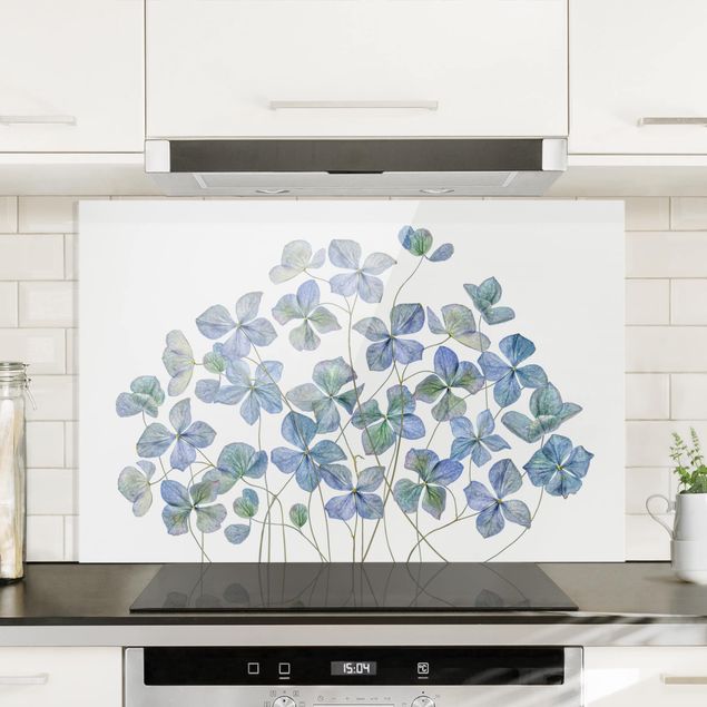 Décorations cuisine Fleurs d'hortensia bleues