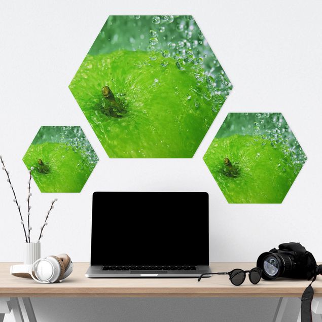 Hexagone en alu Dibond - Green Apple