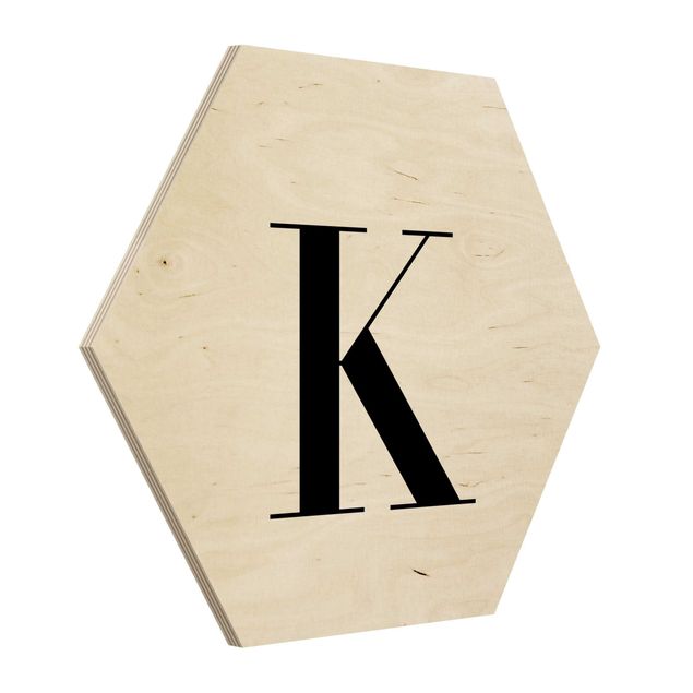 Tableaux bois Lettre Serif Blanc K