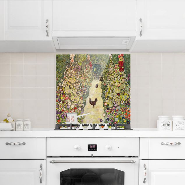 Tableaux art nouveau Gustav Klimt - Chemin de jardin avec poules