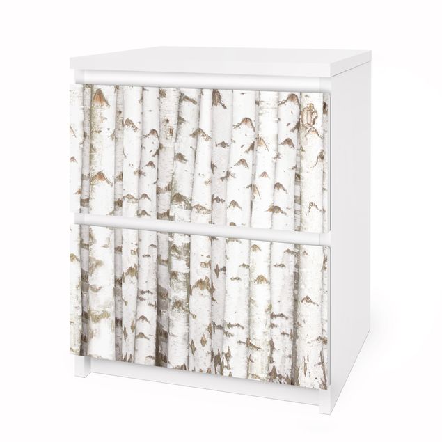 Papier adhésif pour meuble IKEA - Malm commode 2x tiroirs - No.YK15 Birch Wall