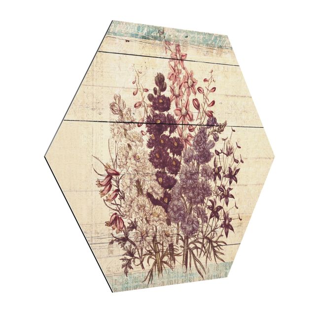 Tableau floral mural Vieille autruche botanique