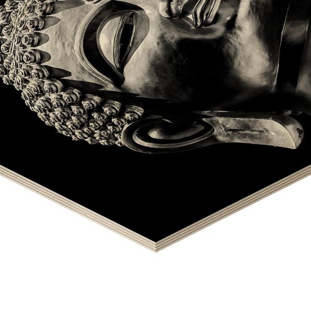 Impression sur bois Visage de Statue de Bouddha