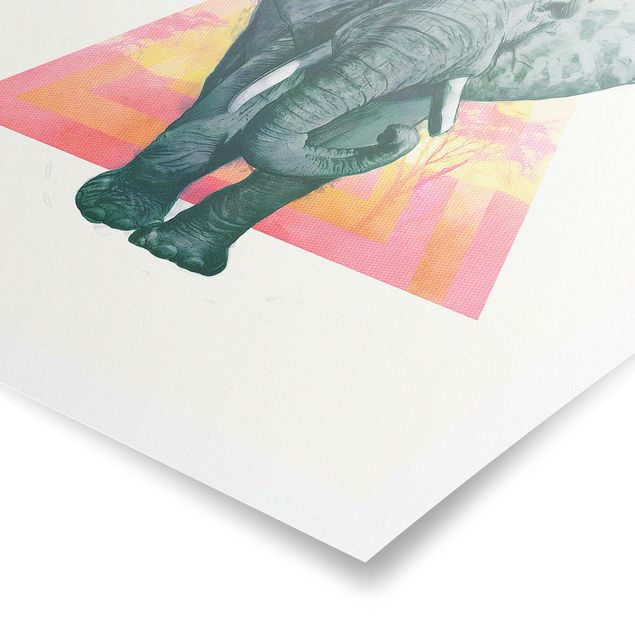 Posters animaux Illustration Elephant Front Triangle Painting