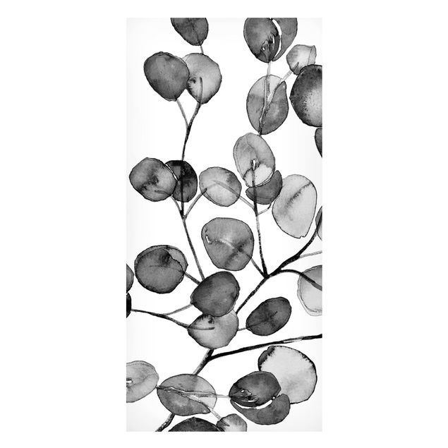 Tableaux magnétiques avec fleurs Rameau d'Eucalyptus Noir et Blanc Aquarelle