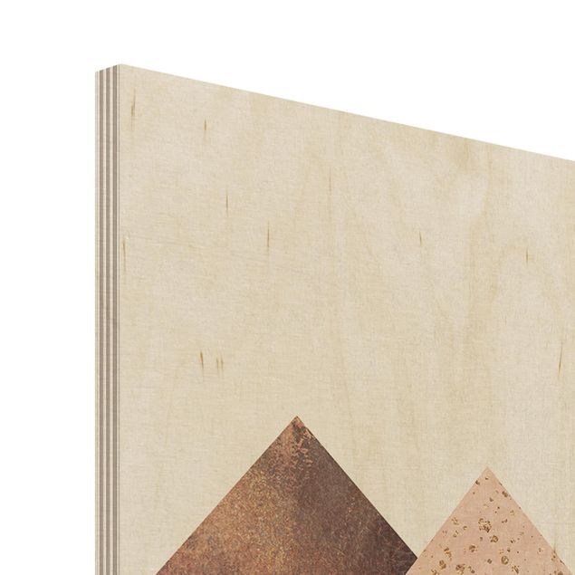 Impression sur bois - Geometric Mountains Bronze