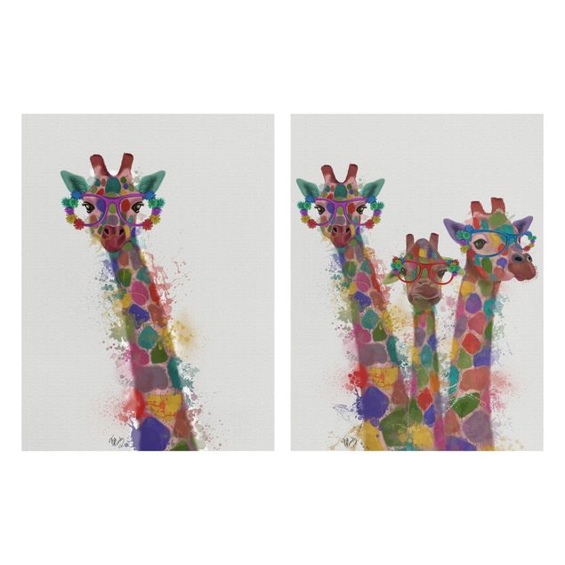 Tableau animaux Taches arc-en-ciel Girafe Lot I