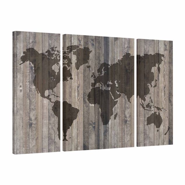 Tableau de ville Carte du monde en bois