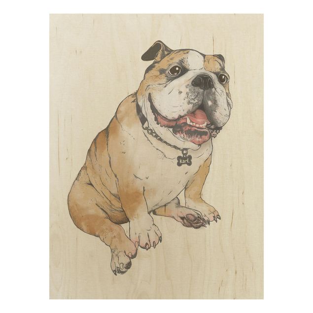 Tableaux Illustration Chien Bulldog Peinture