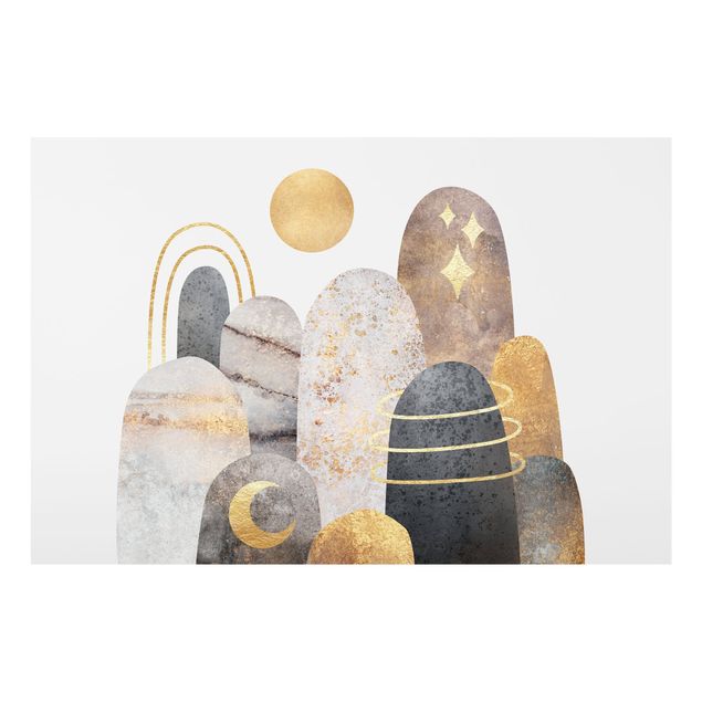 Tableaux de Elisabeth Fredriksson Montagne d'or avec la lune
