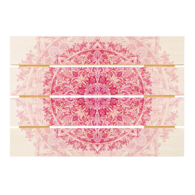Impression sur bois - Mandala Watercolour Ornament Pink