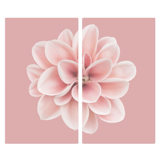 Cache plaques de cuisson en verre - Dahlia Pink Blush Flower Centered