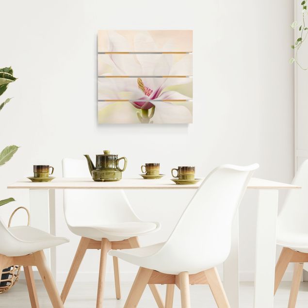 Tableaux en bois avec fleurs Délicate fleur de magnolia