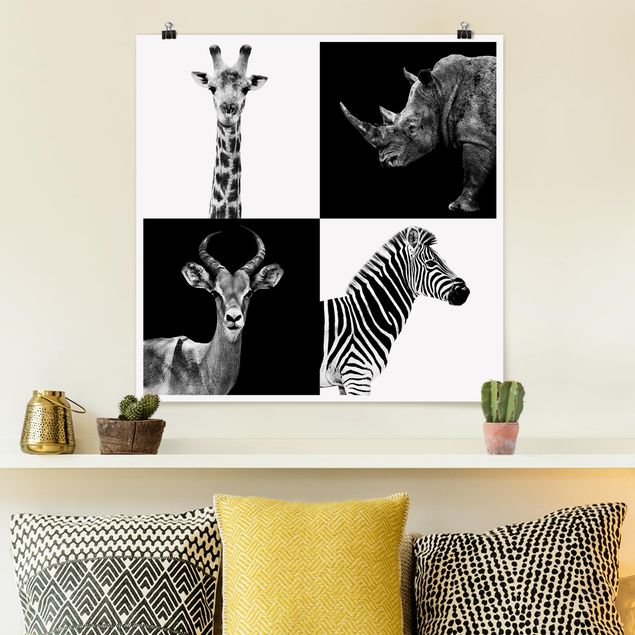 Tableaux girafes Quatuor Safari