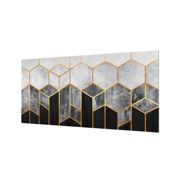 Fond de hotte - Golden Hexagons Black And White