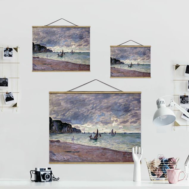 Tableau artistique Claude Monet - Bateaux de pêche devant la plage et les falaises de Pourville