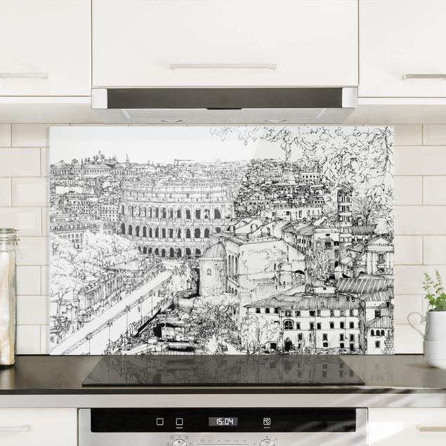 Déco murale cuisine Étude de la ville - Rome