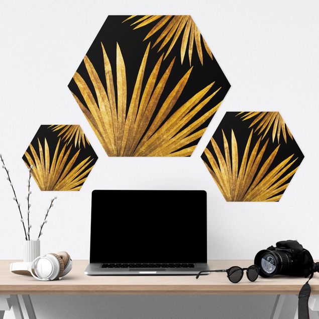 Hexagone en forex - Gold - Palm Leaf On Black