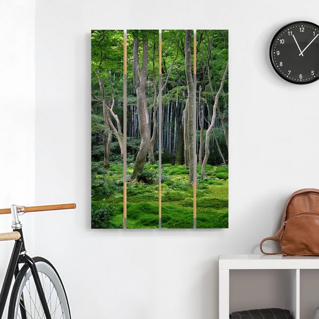 Tableaux en bois avec paysage Forêt japonaise