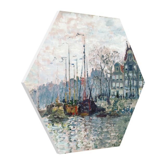 Tableau moderne Claude Monet - Vue du Prins Hendrikkade et du Kromme Waal à Amsterdam