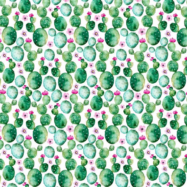 Film adhésif - Cactus With Flowers Watercolour