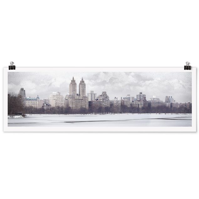 Posters en noir et blanc No.YK2 New York in the snow