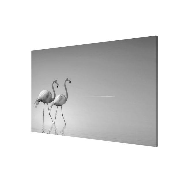 Tableaux animaux Flamingo Love Black And White