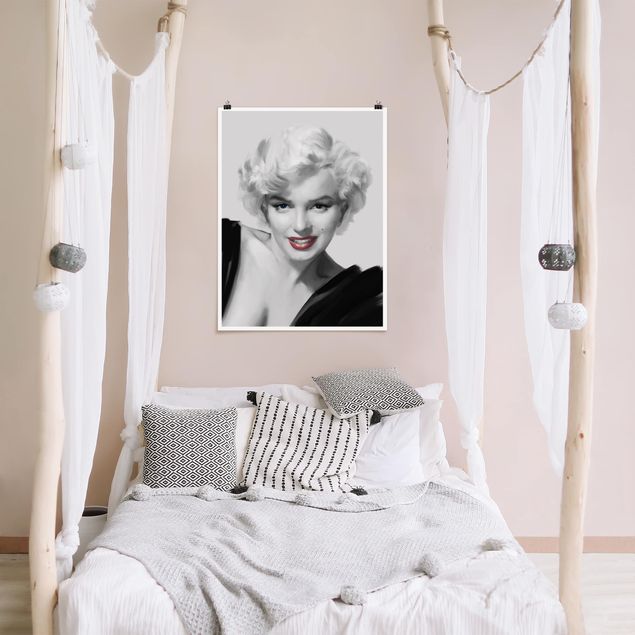 Posters en noir et blanc Marilyn sur le canapé