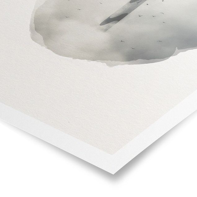 Posters en noir et blanc Aquarelles - Phare dans le brouillard