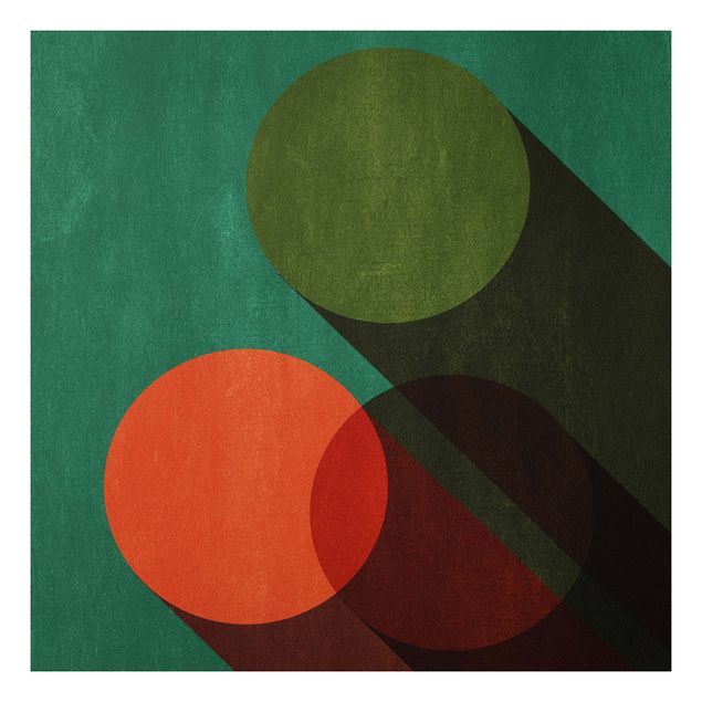 Tableaux modernes Formes abstraites - Cercles en vert et rouge
