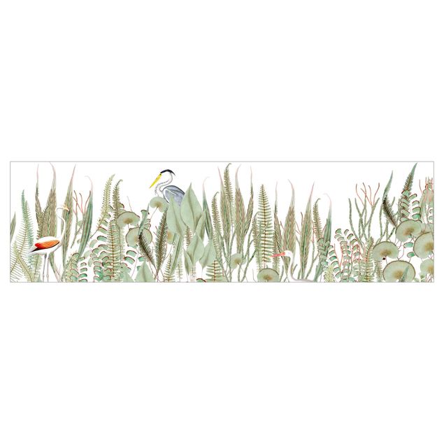 Revêtement mural cuisine - Flamingo And Stork With Plants