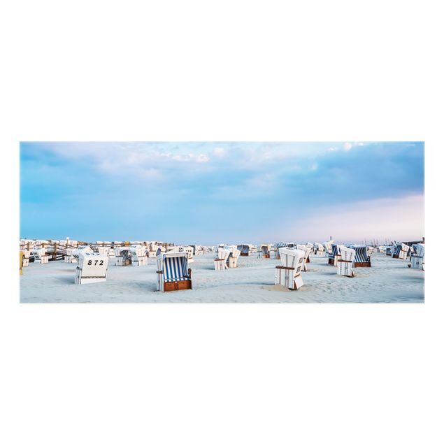 Fonds de hotte - Beach Chairs On The North Sea Beach - Panorama 5:2