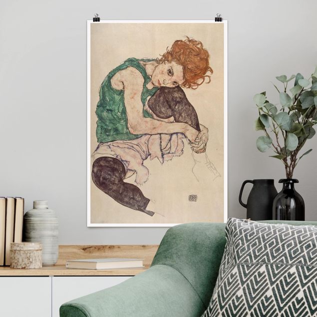 Décorations cuisine Egon Schiele - Femme assise avec un genou en l'air