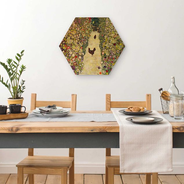 Décoration artistique Gustav Klimt - Chemin de jardin avec poules