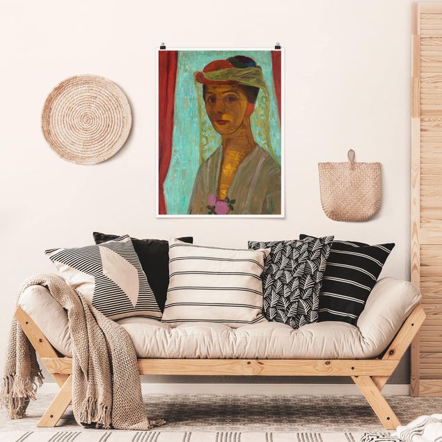 Tableaux Artistiques Paula Modersohn-Becker - Autoportrait avec un chapeau et une voilette